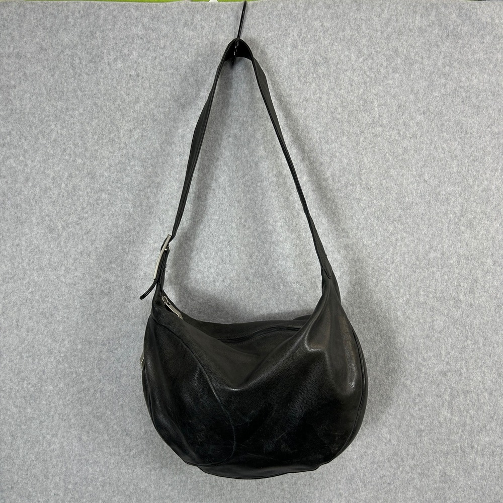 Renato Angi Venezia Hobo Shoulder Bag Vintage Soft Black Leather Slouchy READ